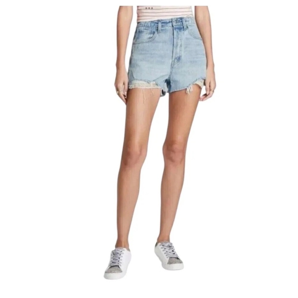Wild Fable Cutoff Shorts Women 4 Light Blue Distressed Highest Rise Denim